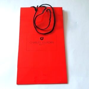 Charles Jourdan Paris Fiery Red Logo Paper Shopping Tote